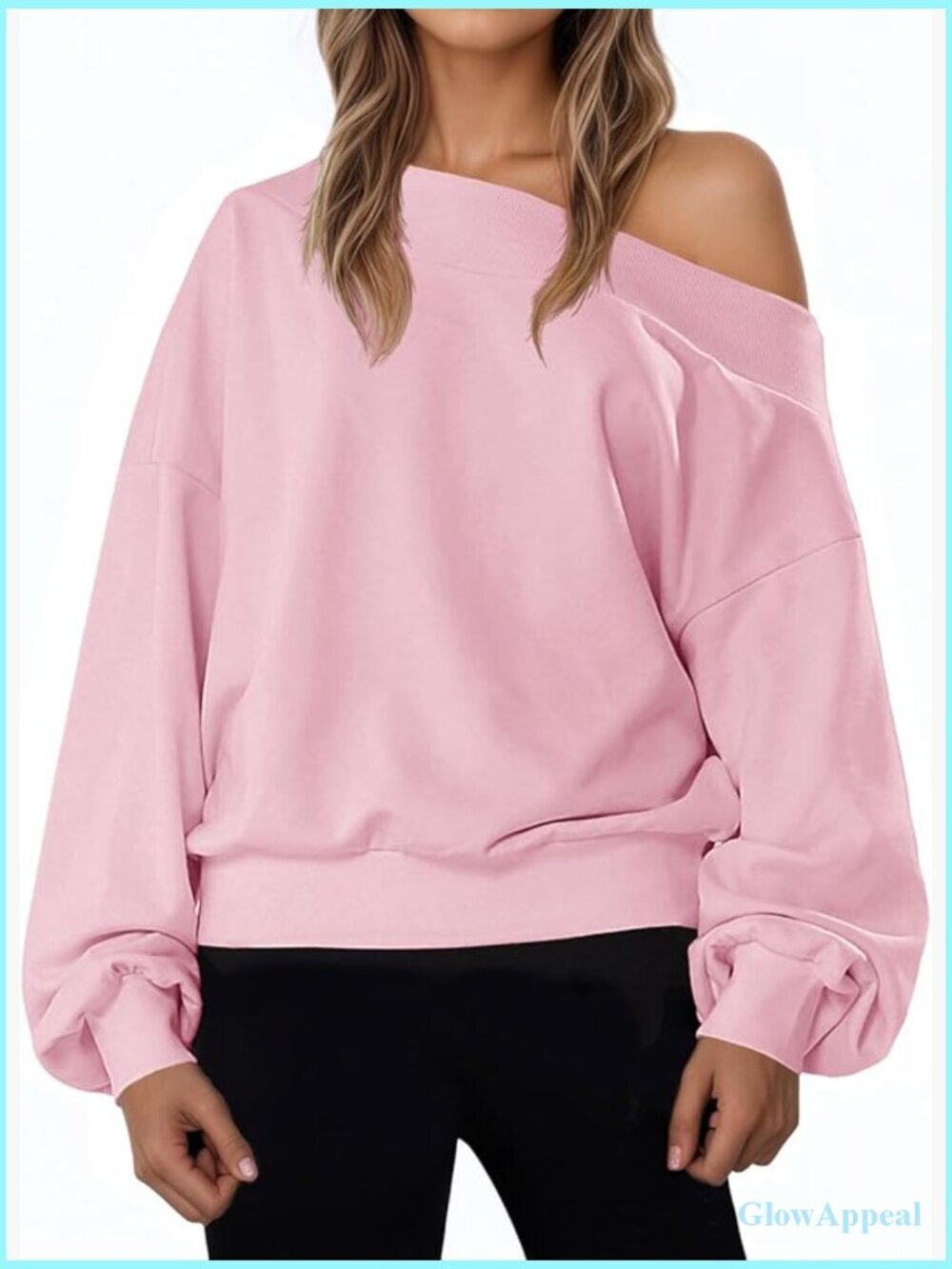 Off The Shoulder Sweatshirt Long Sleeve Loose Fit Fall Pullover Top Women's